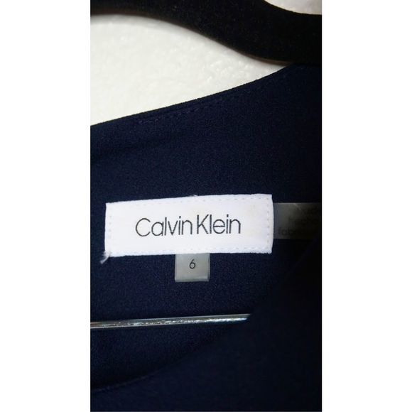 Calvin Klein Women's Sheath Navy Dress Sz 6 Button Short Sleeve Pockets - Picture 5 of 7